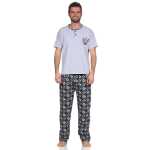 Herren Pyjama Baumwolle Schlafhose und Shirt kurz-arm Schlafanzug; M L XL 2XL