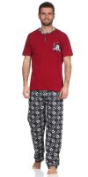 Herren Pyjama Baumwolle Schlafhose und Shirt kurz-arm Schlafanzug; M L XL 2XL