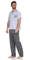 Herren Pyjama Baumwolle Schlafhose und Shirt kurz-arm Schlafanzug; M L XL 2XL