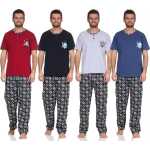 Herren Pyjama Baumwolle Schlafhose und Shirt kurz-arm Schlafanzug; M L XL 2XL