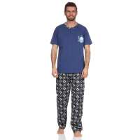 Herren Pyjama Baumwolle Schlafhose und Shirt kurz-arm...