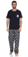 Herren Pyjama Baumwolle Schlafhose und Shirt kurz-arm...