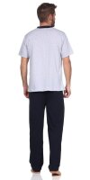 Herren Pyjama Baumwolle Schlafhose und Shirt kurz-arm; Graumeliert M