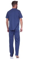 Herren Pyjama Sommer Schlafhose und Shirt kurz-arm; Blau L