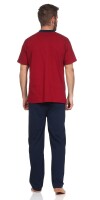 Herren Pyjama Sommer Schlafhose und Shirt kurz-arm; Rot M