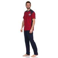Herren Pyjama Sommer Schlafhose und Shirt kurz-arm; Rot L