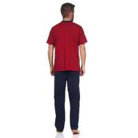 Herren Pyjama Sommer Schlafhose und Shirt kurz-arm; Rot L