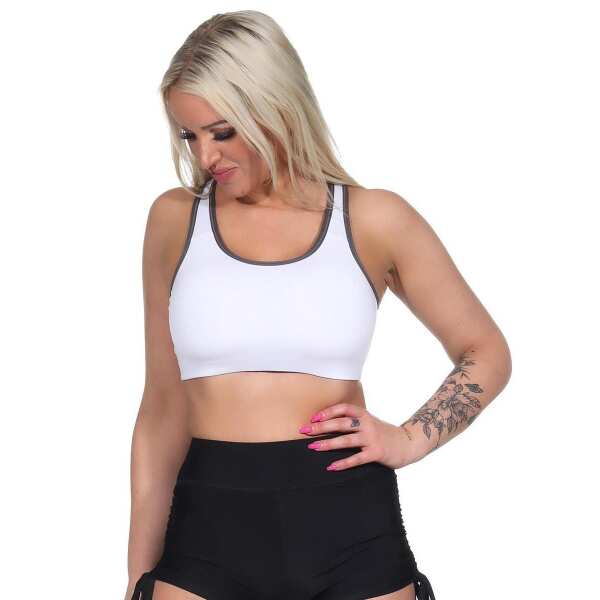 Damen Sport-BH ohne Bügel in 5 Farben, Mittlere Stützkraft Weiß S