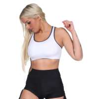 Damen Sport-BH ohne Bügel in 5 Farben, Mittlere Stützkraft Weiß M