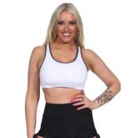 Damen Sport-BH ohne Bügel in 5 Farben, Mittlere Stützkraft Weiß XL