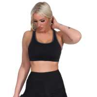Damen Sport-BH ohne Bügel in 5 Farben, Mittlere Stützkraft Schwarz L