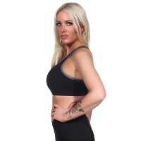 Damen Sport-BH ohne Bügel in 5 Farben, Mittlere Stützkraft Schwarz L