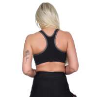 Damen Sport-BH ohne Bügel in 5 Farben, Mittlere Stützkraft Schwarz L