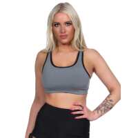 Damen Sport-BH ohne Bügel in 5 Farben, Mittlere Stützkraft Grau L