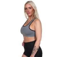 Damen Sport-BH ohne Bügel in 5 Farben, Mittlere Stützkraft Grau L