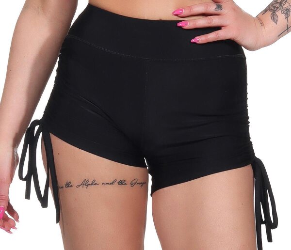Damen Sport Shorts Hotpants kurz Radler Fitness; Schwarz XL/2XL