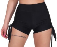 Damen Sport Shorts Hotpants kurz Radler Fitness; Schwarz XL/2XL