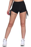 Damen Sport Shorts Hotpants kurz Radler Fitness; Schwarz XL/2XL