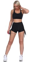 Damen Sport Shorts Hotpants kurz Radler Fitness; Schwarz XL/2XL