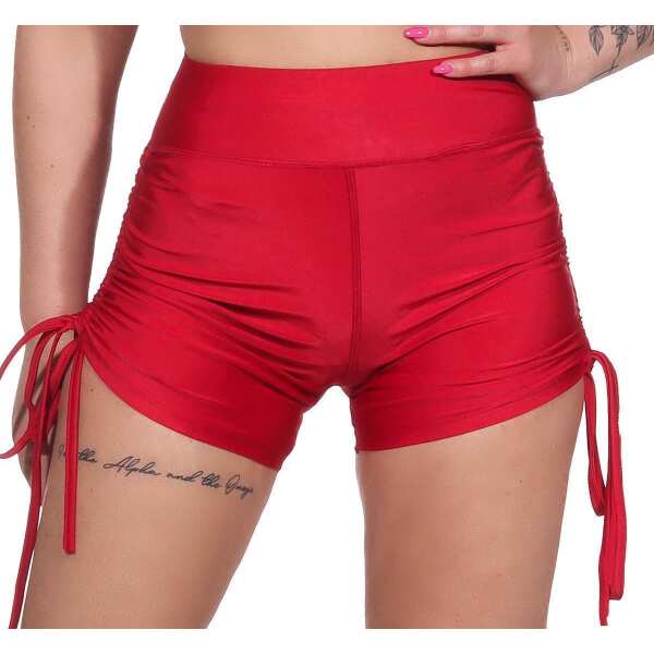 Damen Sport Shorts Hotpants kurz Radler Fitness; Rot XL/2XL