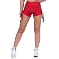 Damen Sport Shorts Hotpants kurz Radler Fitness; Rot XL/2XL