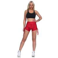 Damen Sport Shorts Hotpants kurz Radler Fitness; Rot XL/2XL