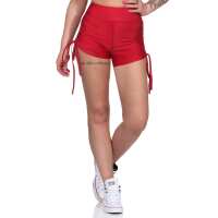 Damen Sport Shorts Hotpants kurz Radler Fitness; Rot XL/2XL