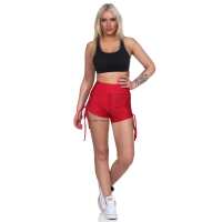 Damen Sport Shorts Hotpants kurz Radler Fitness; Rot XL/2XL