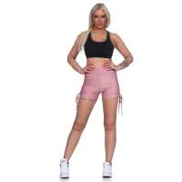 Damen Sport Shorts Hotpants kurz Radler Fitness; Rosa XS/S
