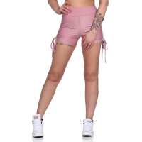Damen Sport Shorts Hotpants kurz Radler Fitness; Rosa XS/S