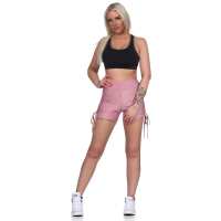 Damen Sport Shorts Hotpants kurz Radler Fitness; Rosa XS/S