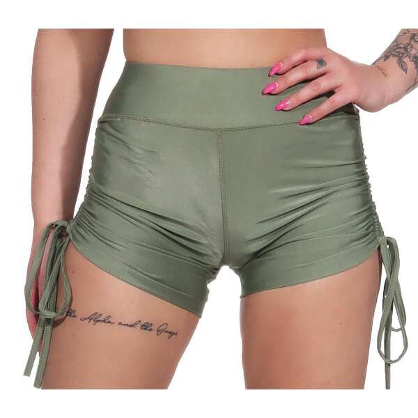 Damen Sport Shorts Hotpants kurz Radler Fitness; Khaki M/L