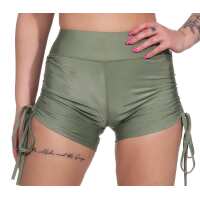 Damen Sport Shorts Hotpants kurz Radler Fitness; Khaki M/L