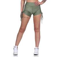 Damen Sport Shorts Hotpants kurz Radler Fitness; Khaki M/L