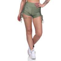 Damen Sport Shorts Hotpants kurz Radler Fitness; Khaki M/L