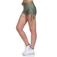 Damen Sport Shorts Hotpants kurz Radler Fitness; Khaki M/L