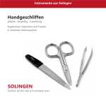 3-teiliges Solingen Maniküre Set mit Leder Etui, Nagelschere, Feile, Pinzette, Made in Germany
