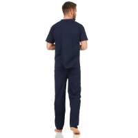 Herren Pyjama Sommer Schlafhose und Shirt kurz-arm; Dunkelblau M