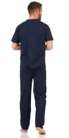 Herren Pyjama Sommer Schlafhose und Shirt kurz-arm; Dunkelblau XL