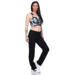 Damen Jogginghose lang Sport-Hose Baumwolle mit Tasche; Schwarz L/40
