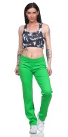 Damen Jogginghose lang Sport-Hose Baumwolle mit Tasche; Grün L/40