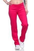 Damen Jogginghose lang Sport-Hose Baumwolle mit Tasche; Pink XS/34