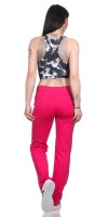 Damen Jogginghose lang Sport-Hose Baumwolle mit Tasche; Pink XS/34