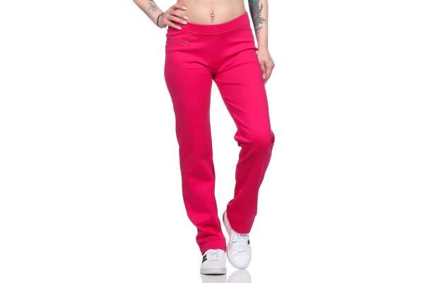 Damen Jogginghose lang Sport-Hose Baumwolle mit Tasche; Pink S/36