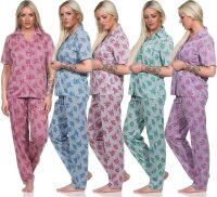 Damen Pyjama zweiteiliger Schlafanzug Pyjama-Set; M L XL 2XL