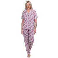 Damen Pyjama zweiteiliger Schlafanzug Pyjama-Set; Rosa L/40