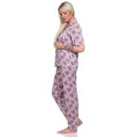 Damen Pyjama zweiteiliger Schlafanzug Pyjama-Set; Rosa L/40