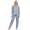 Damen Pyjama zweiteiliger Schlafanzug Pyjama-Set; Blau XL/42