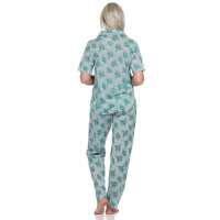 Damen Pyjama zweiteiliger Schlafanzug Pyjama-Set; Grün L/40