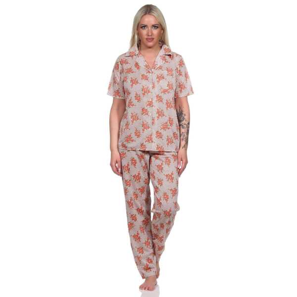 Damen Pyjama zweiteiliger Schlafanzug Pyjama-Set; Aprikose M/38